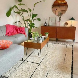 Berber Minimalist Line Beni Ourain Shag Large Area Rug