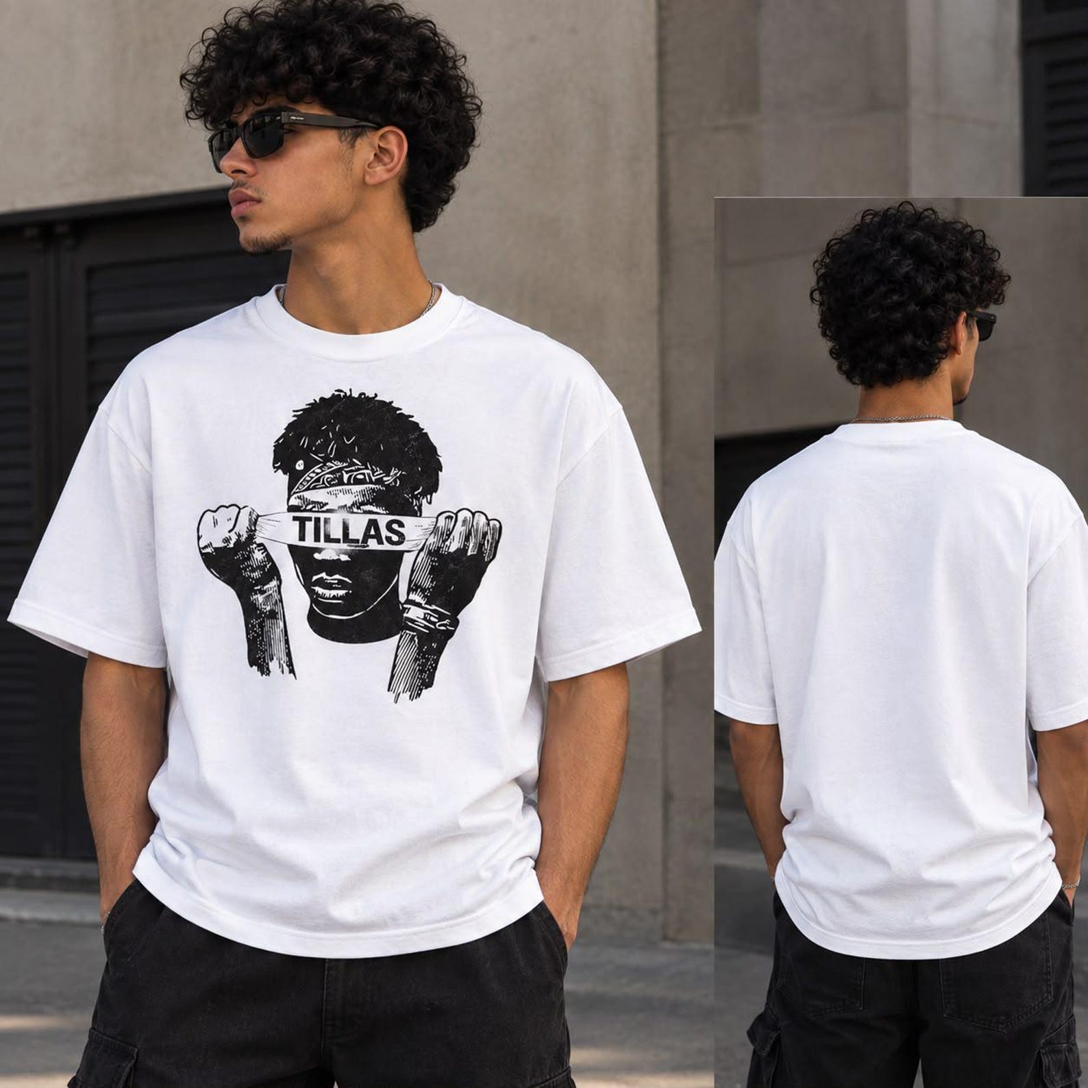 Amazigh TILLAS Streetwear Graphic T-Shirt Design with Bold Portrait