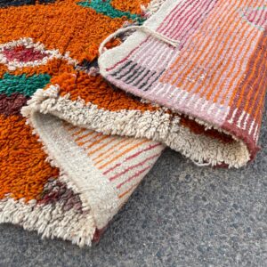 Amazigh Berber Custom Abstract Wool Rug Geometric Orange Tribal Carpet