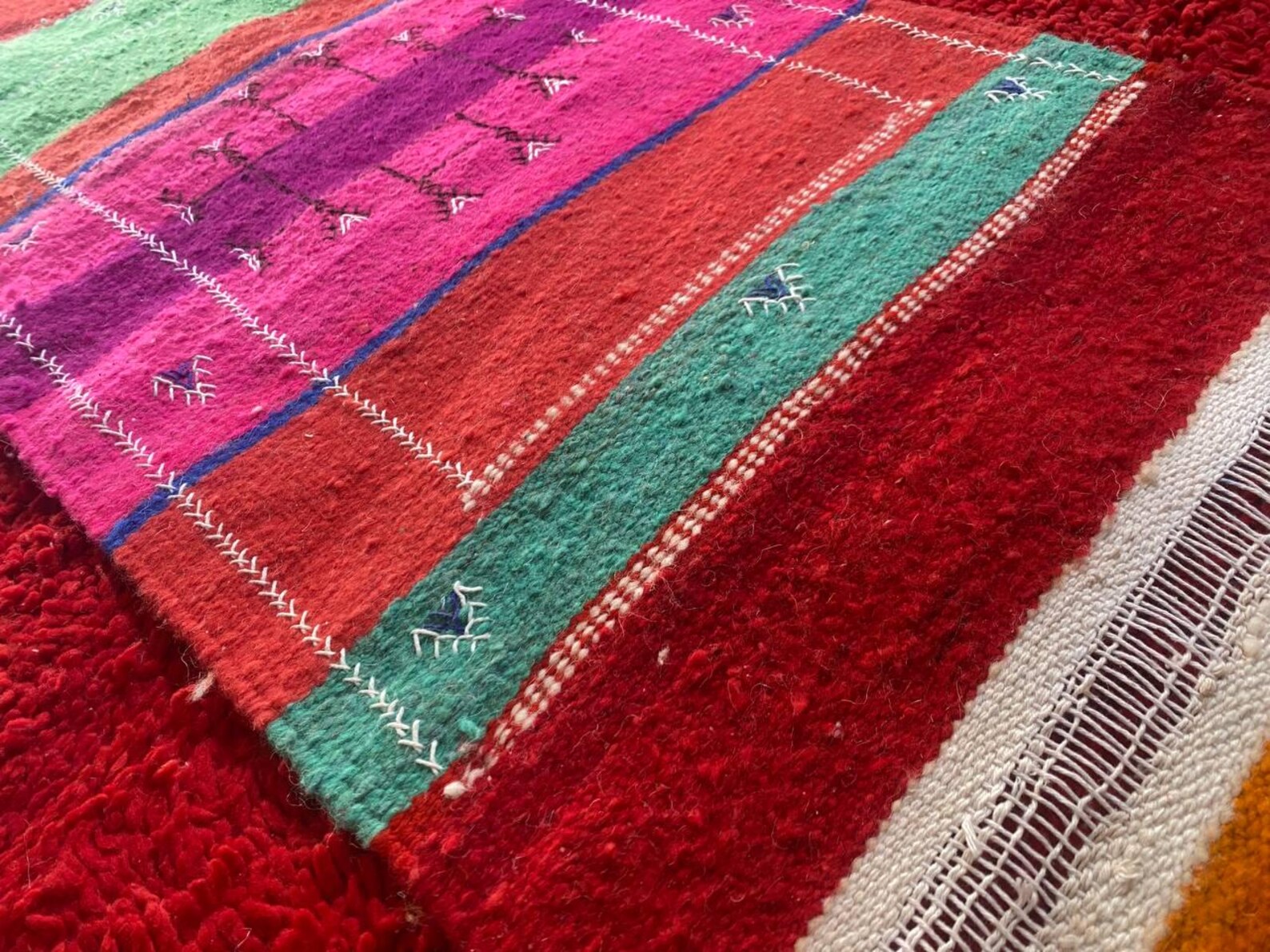 Berber Amazigh Akhnif Kilim Rug Handwoven Wool Flat Weave