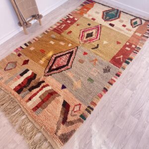 Amazigh Brown Berber Wool Rug Handwoven Tribal Carpet