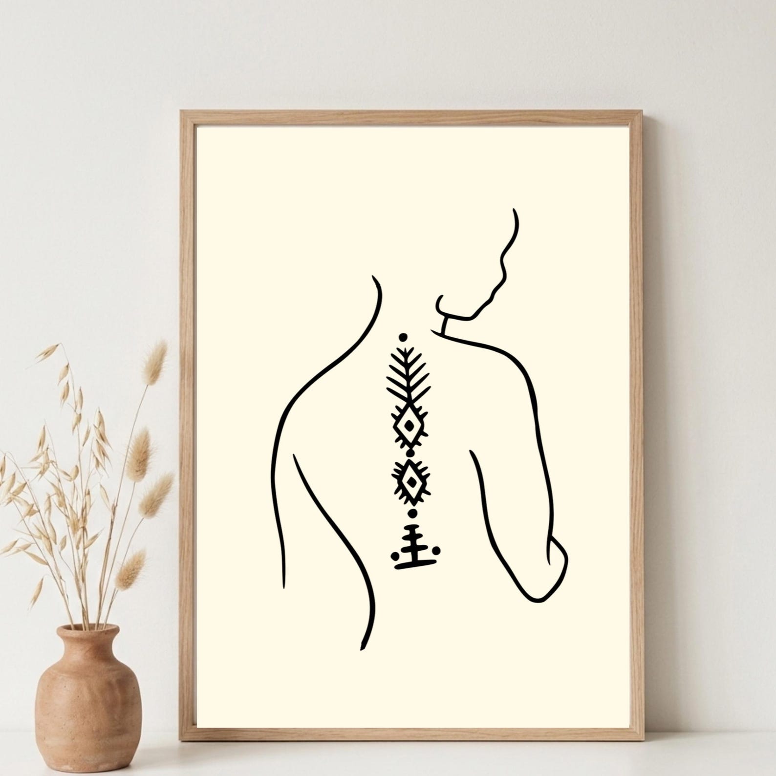 Amazigh Hand-Drawn Single-Continuous Line Print Back Motif Digital Download