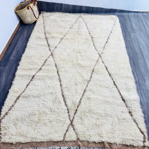 Berber Hand Knotted Beni Ourain Azilal Wool Rug Abstract Design