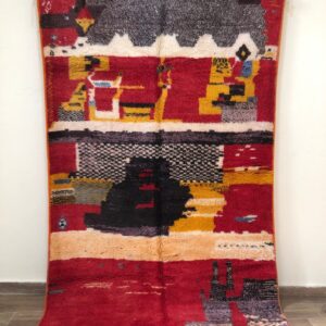 Amazigh Berber Colorful Taznakht Wool Rug Handcrafted Area Carpet