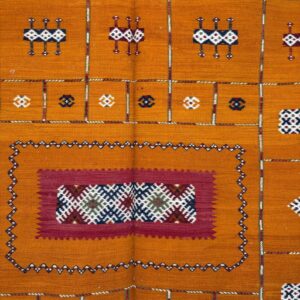 Berber Amazigh Akhnnif Orange Wool Flatweave Rug Handmade Design