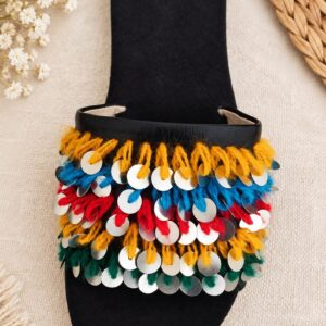 Amazigh Colorful Babouche Shoes with Sequin Boho Slip-On Design