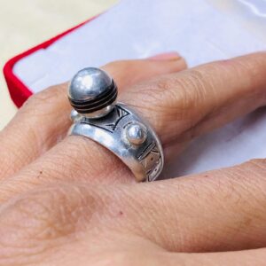 Amazigh Berber Tuareg Silver Ring with Traditional Engraving