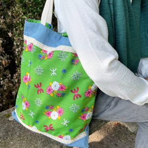 Berber Kabyle Jeans Cotton Tote Bag with Traditional Motifs