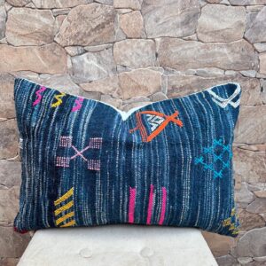 Berber Handwoven Wool Pillow Cover with Traditional Amazigh Symbols