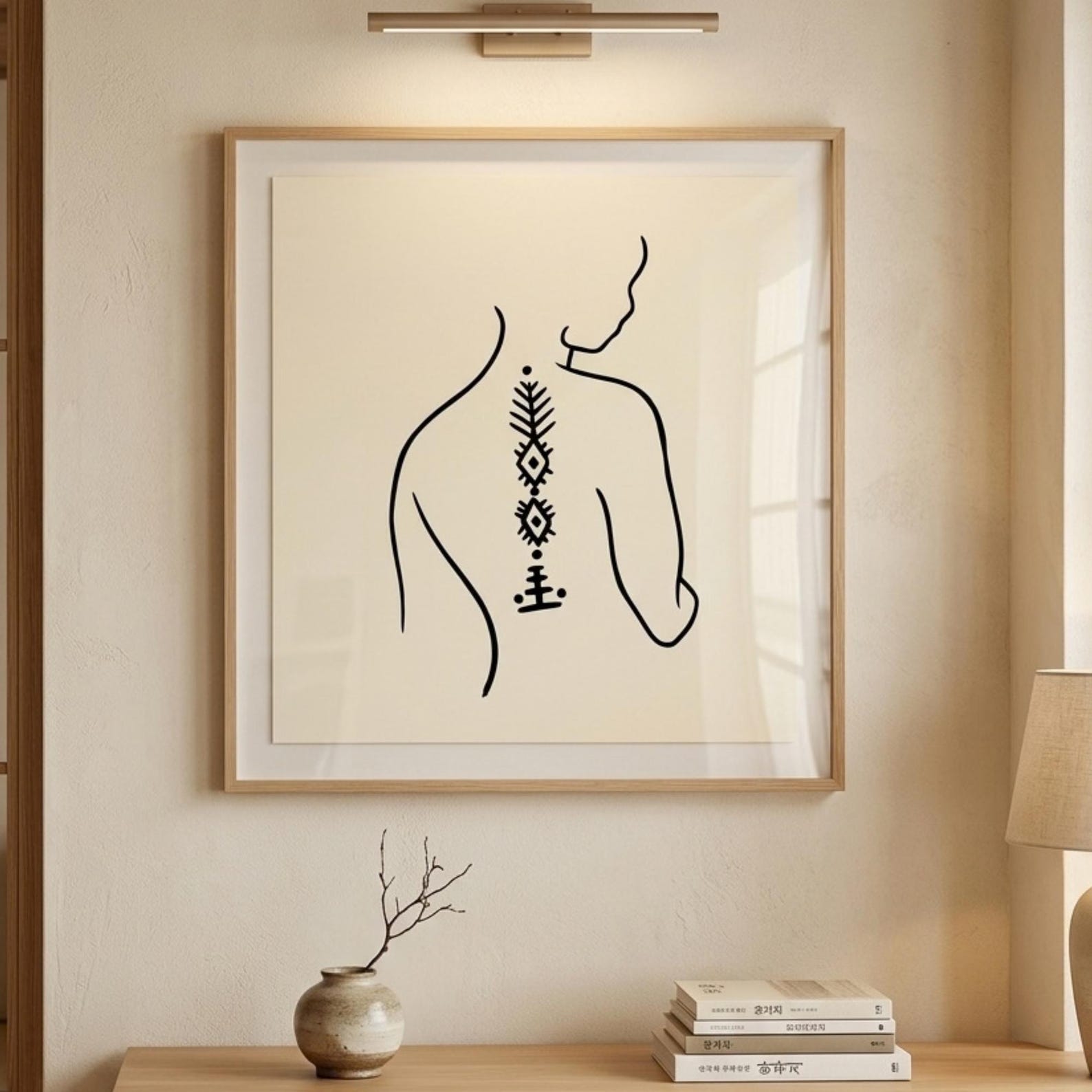 Amazigh Hand-Drawn Single-Continuous Line Print Back Motif Digital Download