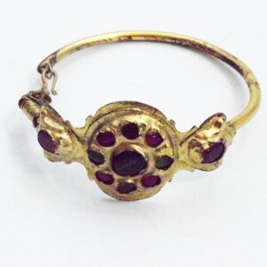 Berber Amazigh Hoop Earrings with Gold Gilt Glass Inset Design