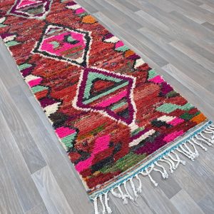 Berber Colorful Azilal Handmade Wool Checkered Shaggy Rug
