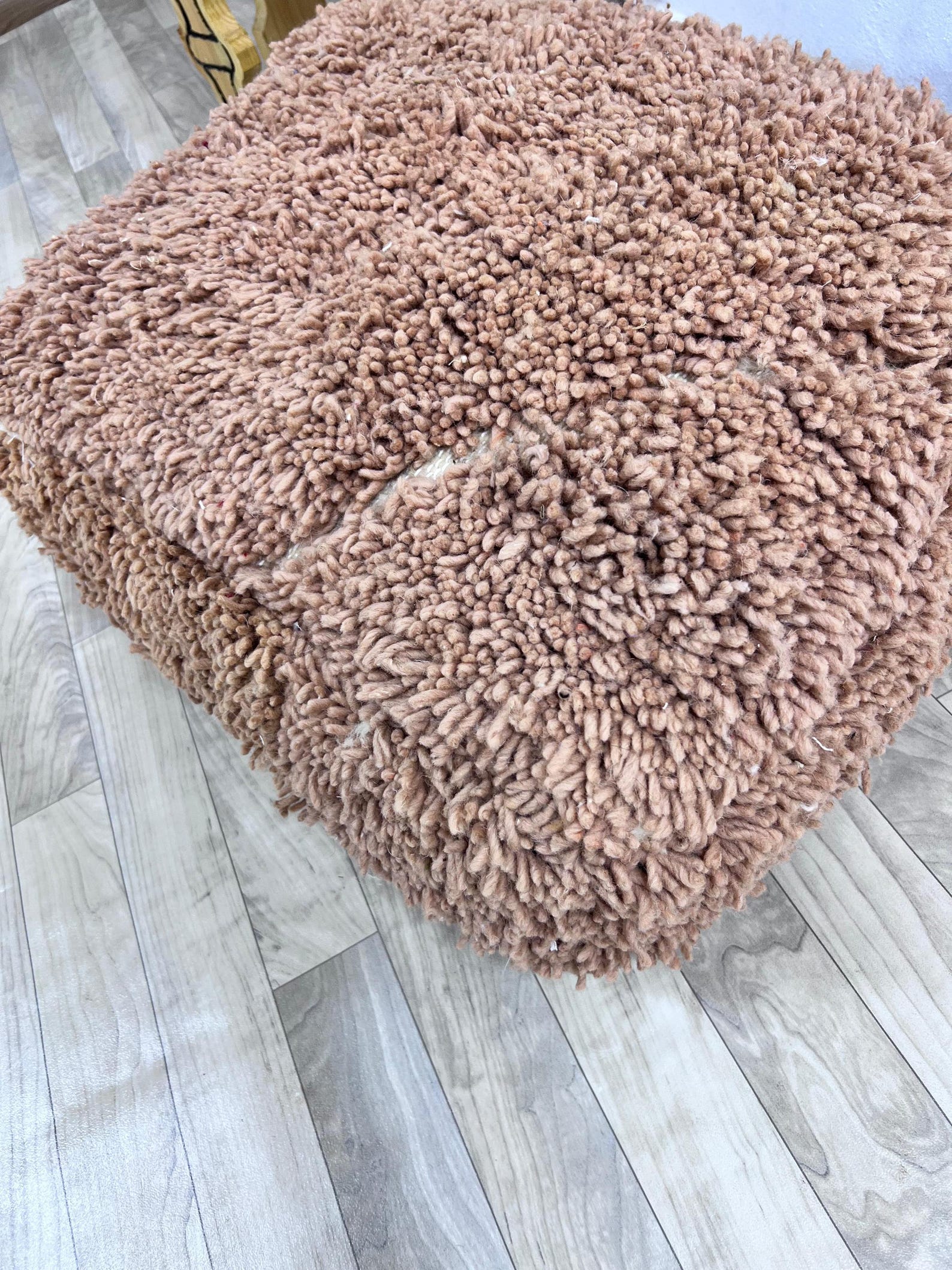Amazigh Handwoven Berber Wool Floor Pouf with Hanbel Design