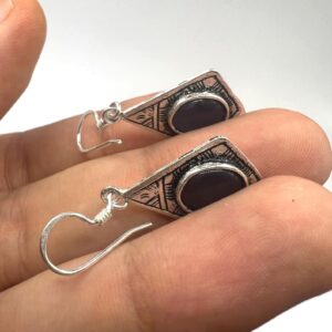 Tuareg Berber Sterling Silver Dangle Earrings with African Motifs