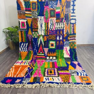 Berber Abstract Vibrant Artistic Blue Wool Home Decor Rug