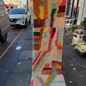 Amazigh Boujaad Runner Berber Wool Rug with Pastel Colors