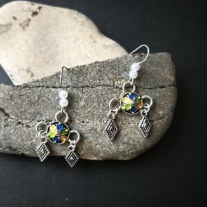 Amazigh Kabyle Inspiration Berbères Earrings with Colorful Motifs and Charms