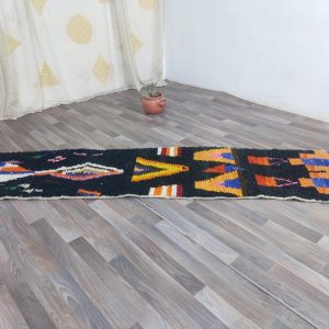 Handwoven Berber Boujaad Rug, know that Colorful Wool Runner