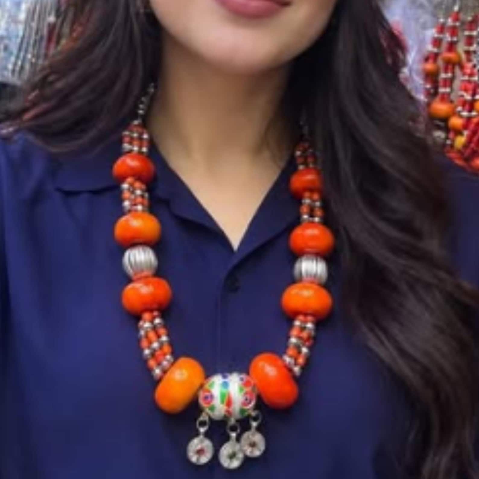 Amazigh Berber Jewelry Set with Silver Crown Headband and Necklace