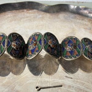 Amazigh Traditioneller Berber Kabyle Mid Century Enamel Bracelet