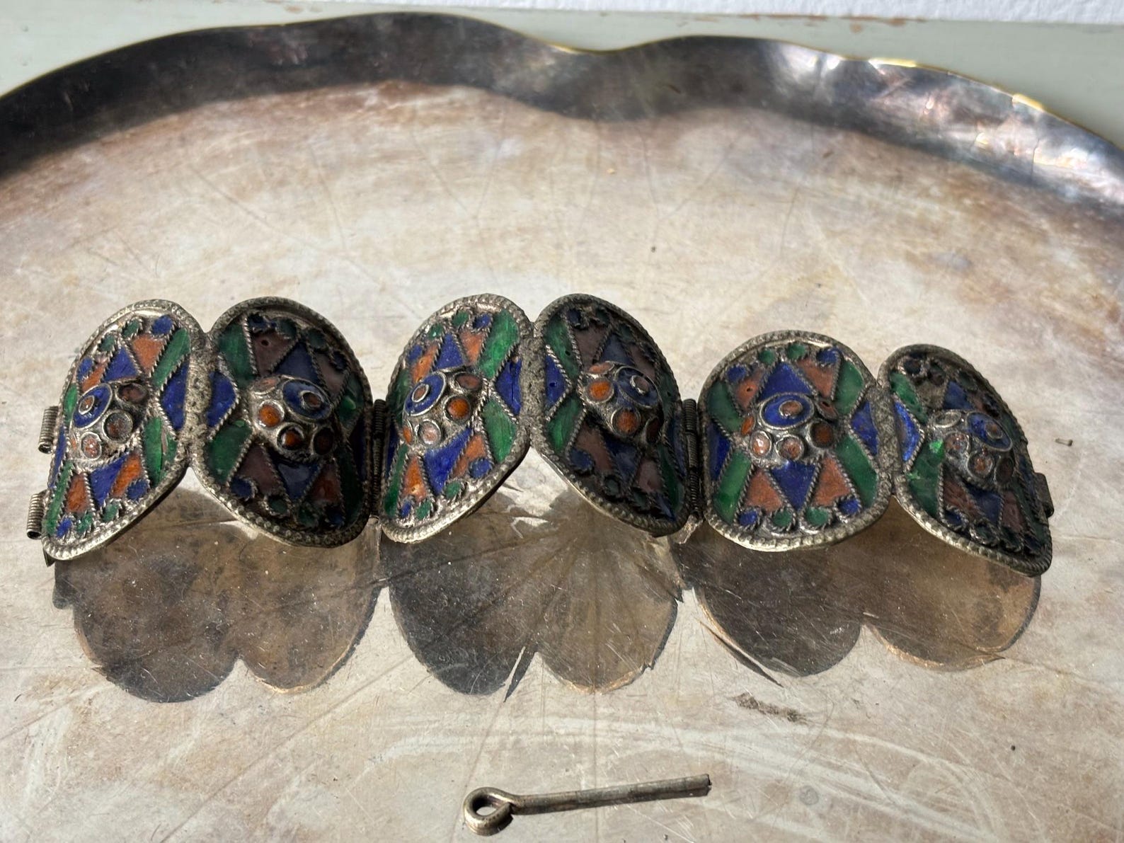 Amazigh Traditioneller Berber Kabyle Mid Century Enamel Bracelet
