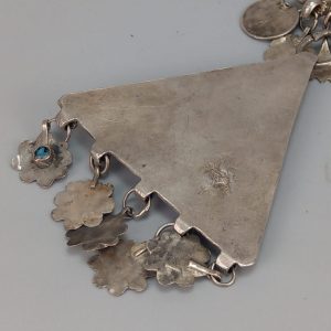 Berber Antique Triangular Pendant Necklace with Long Chain Design