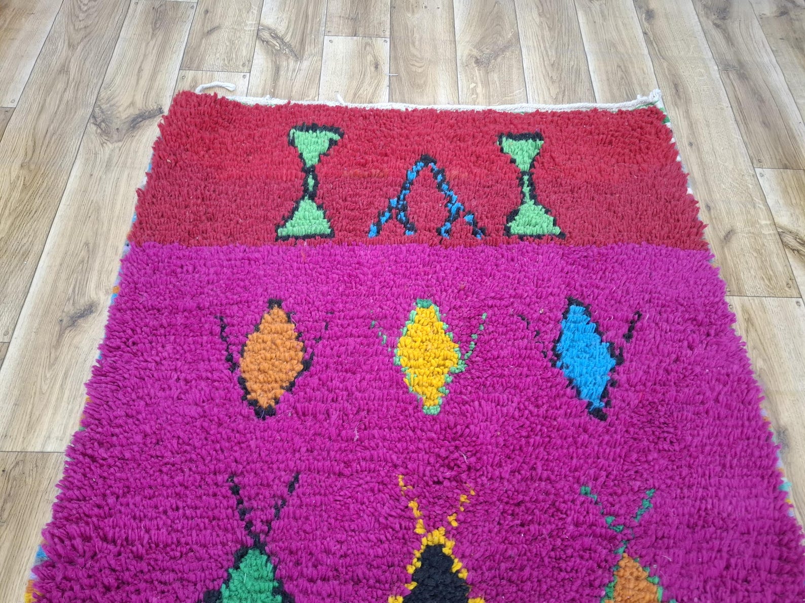 Amazigh Beni Ourain Berber Geometric Wool Handwoven Rug