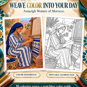 Amazigh Women Coloring Stress Relief Printable Download Collection