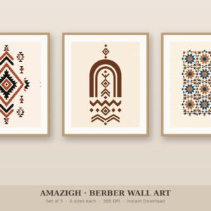 Amazigh Berber Wall Art Digital Download Set Geometric Prints