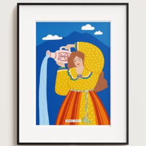 Amazigh Kabyle Woman Water Jug Art Poster Illustration