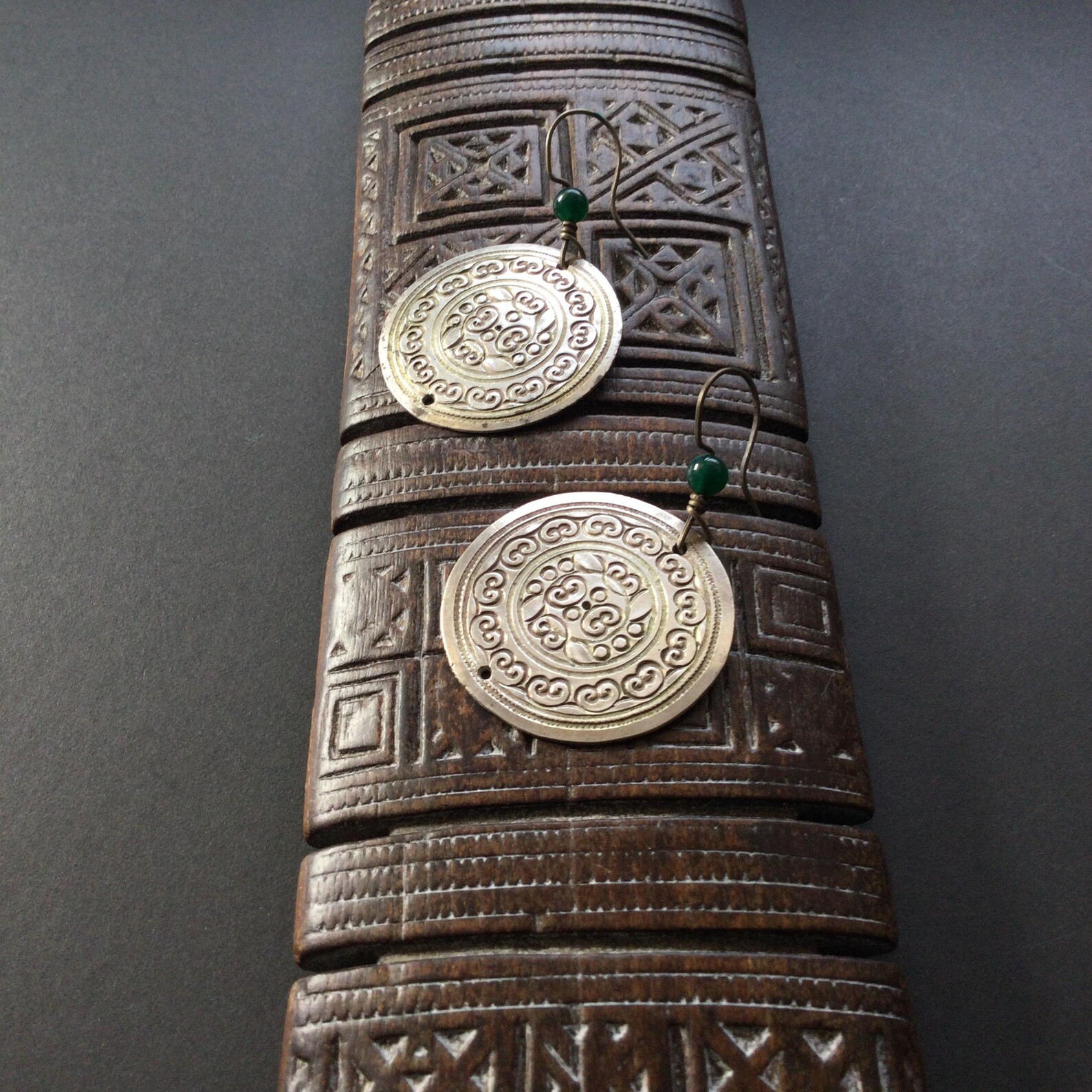 Berber Amazigh Hand Chased Silver Earrings With Vintage Design