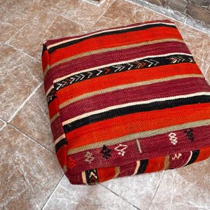 Berber Handmade Kilim Pouf Wool Cotton Floor Seating Decor