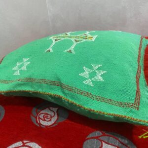 Handmade Berber Amazigh Wool Kilim Pillow Cover with Tribal Design