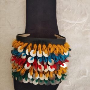Amazigh Colorful Babouche Shoes with Sequin Boho Slip-On Design