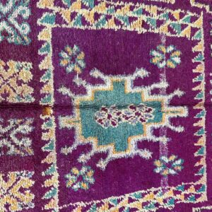 Vintage Purple Berber Amazigh Wool Rug with Tribal Motifs
