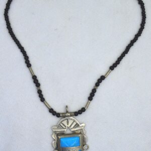 Amazigh Tuareg Berber Turquoise Pendant Black Bead Necklace