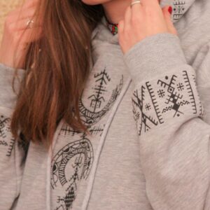 Amazigh Berber Symbology Feminine Cotton Hoodie with Tifinagh Design