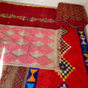 Pink Diamond Berber Wool Runner Handwoven Geometric Rug