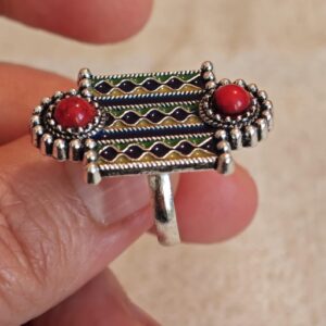 Amazigh Kabyle Berber Enamel Ring Adjustable Vintage Style