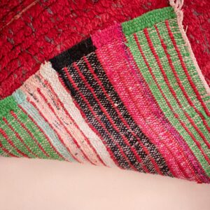 Berber Vintage Red Boucharouite Cotton Area Rug with Tribal Design