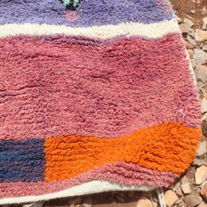 Colorful Berber Boujad Rug with Symbols and Abstract Wool Carpet