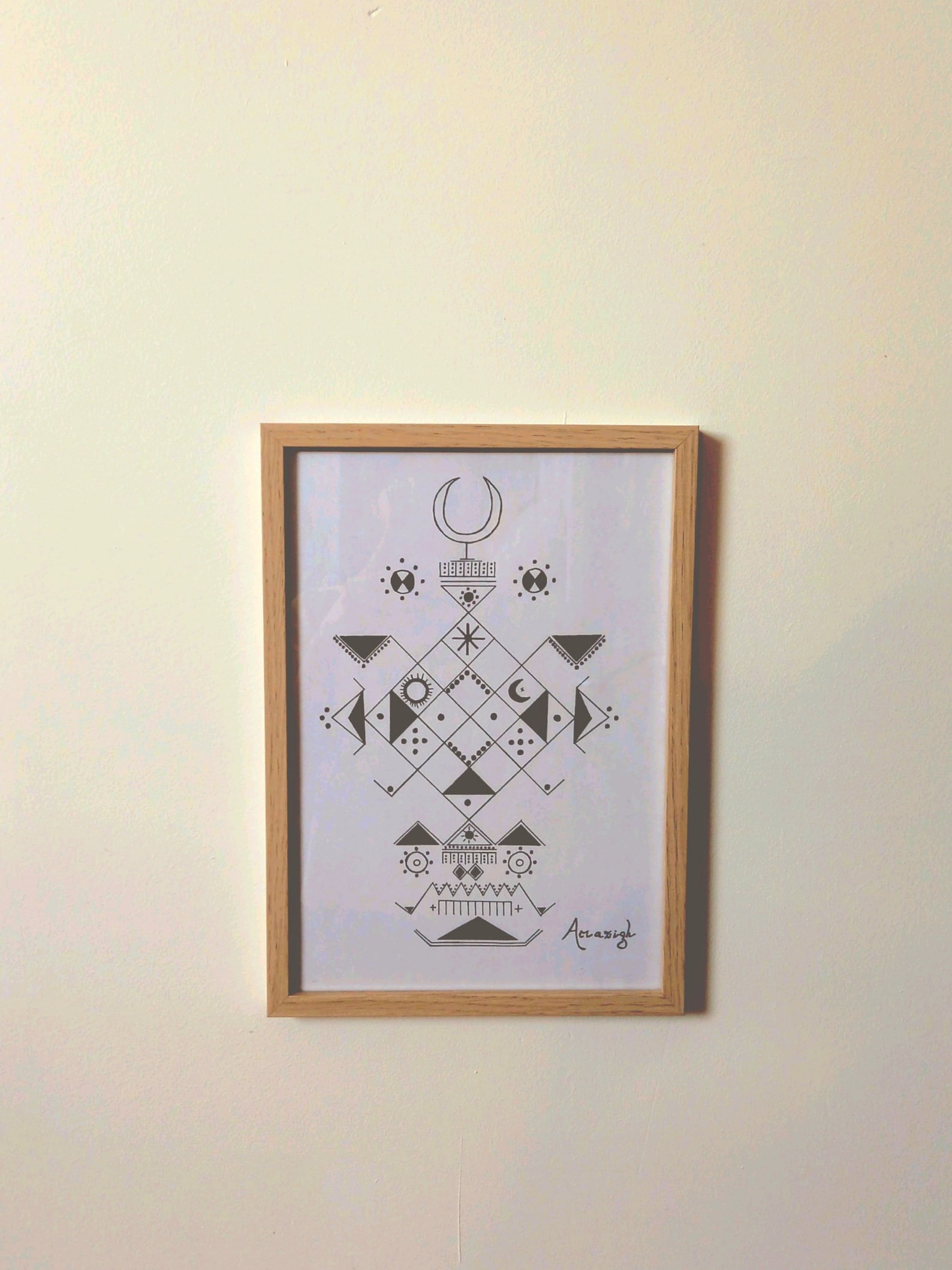 Amazigh Berber Affiche d'inspiration Handmade Poster Geometric Wall Art
