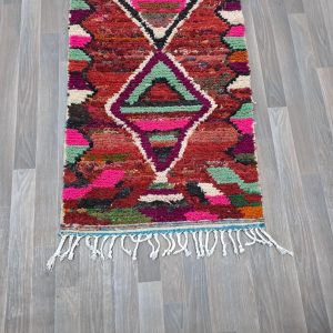 Berber Colorful Azilal Handmade Wool Checkered Shaggy Rug