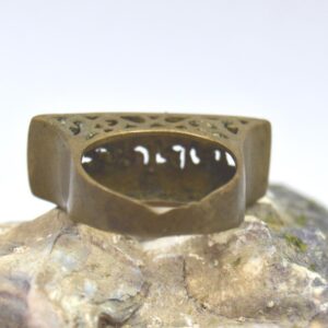 Amazigh Handmade Brass Ring with Geometric Engraved Aged Finish