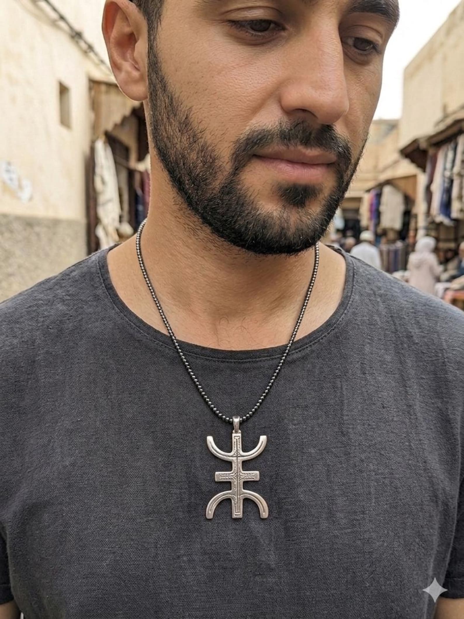 Amazigh Berber Tuareg Yaz Symbol Pendant Necklace Handmade