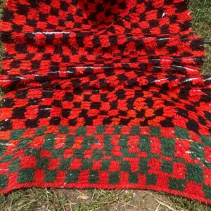 Amazigh Berber Handwoven Akhnif Kilim Rug Red Black Wool Design