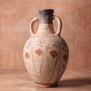 Berber Amphora Vase with Darkened Neck Terracotta Vessel Design