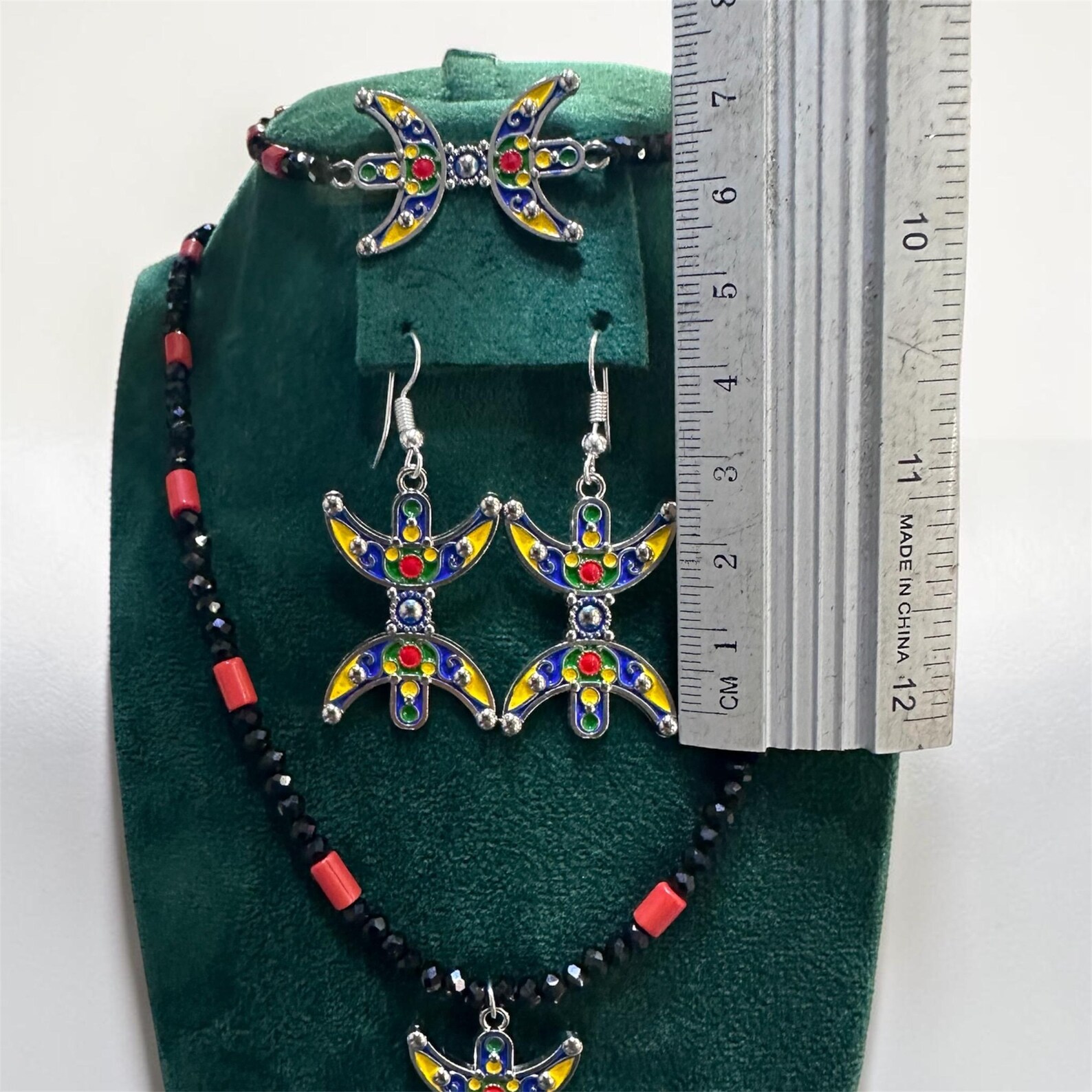 Amazigh Tifinagh Jewelry Set Necklace Earrings Bracelet Berber Design