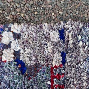 Amazigh Berber Boucherouite Handmade Wool Yarn Kilim Rug