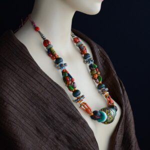 Vintage Berber Tagmout Amazigh Necklace with Coral Lapis Lazuli Carnelian